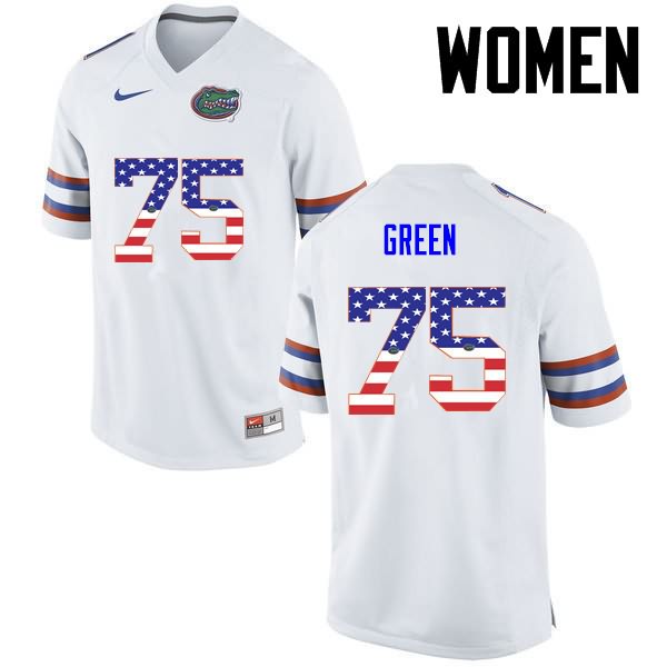 NCAA Florida Gators Chaz Green Women's #75 USA Flag Fashion Nike White Stitched Authentic College Football Jersey KEX7164RJ